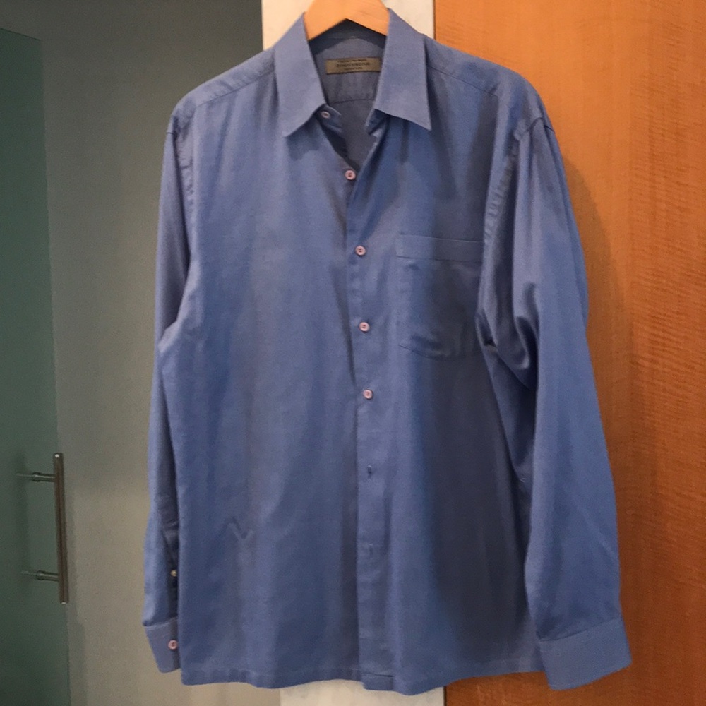 Men’s blue button down dress shirt